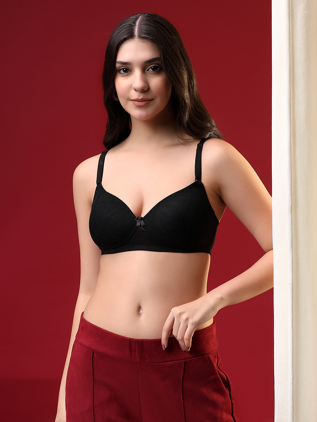 Net Solid Black Bra